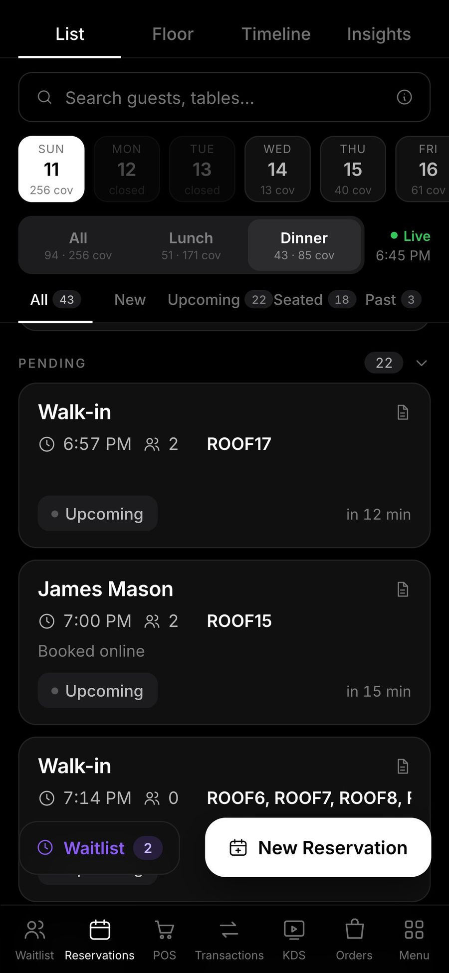 Bookings on iPhone
