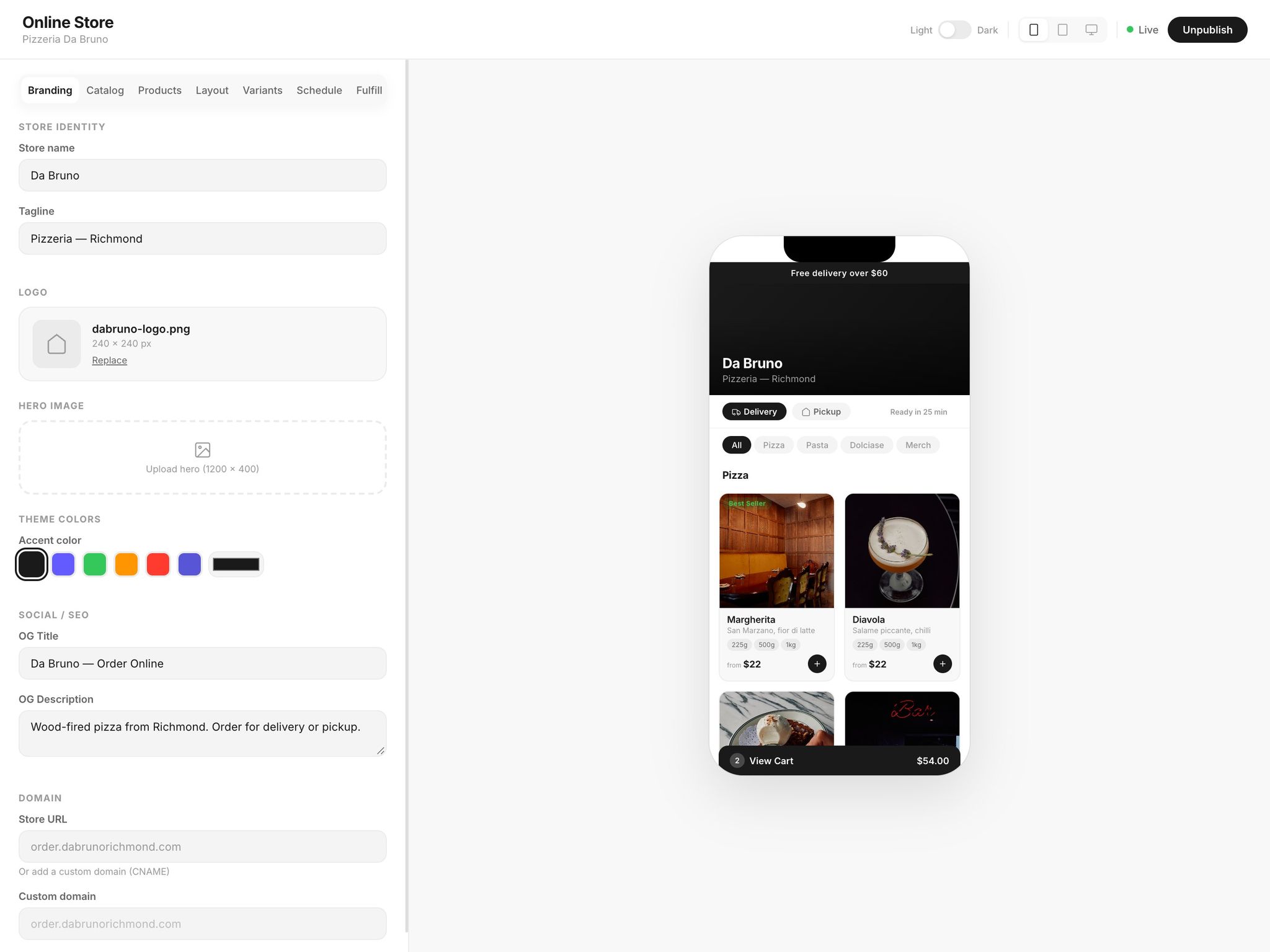 Online store builder
