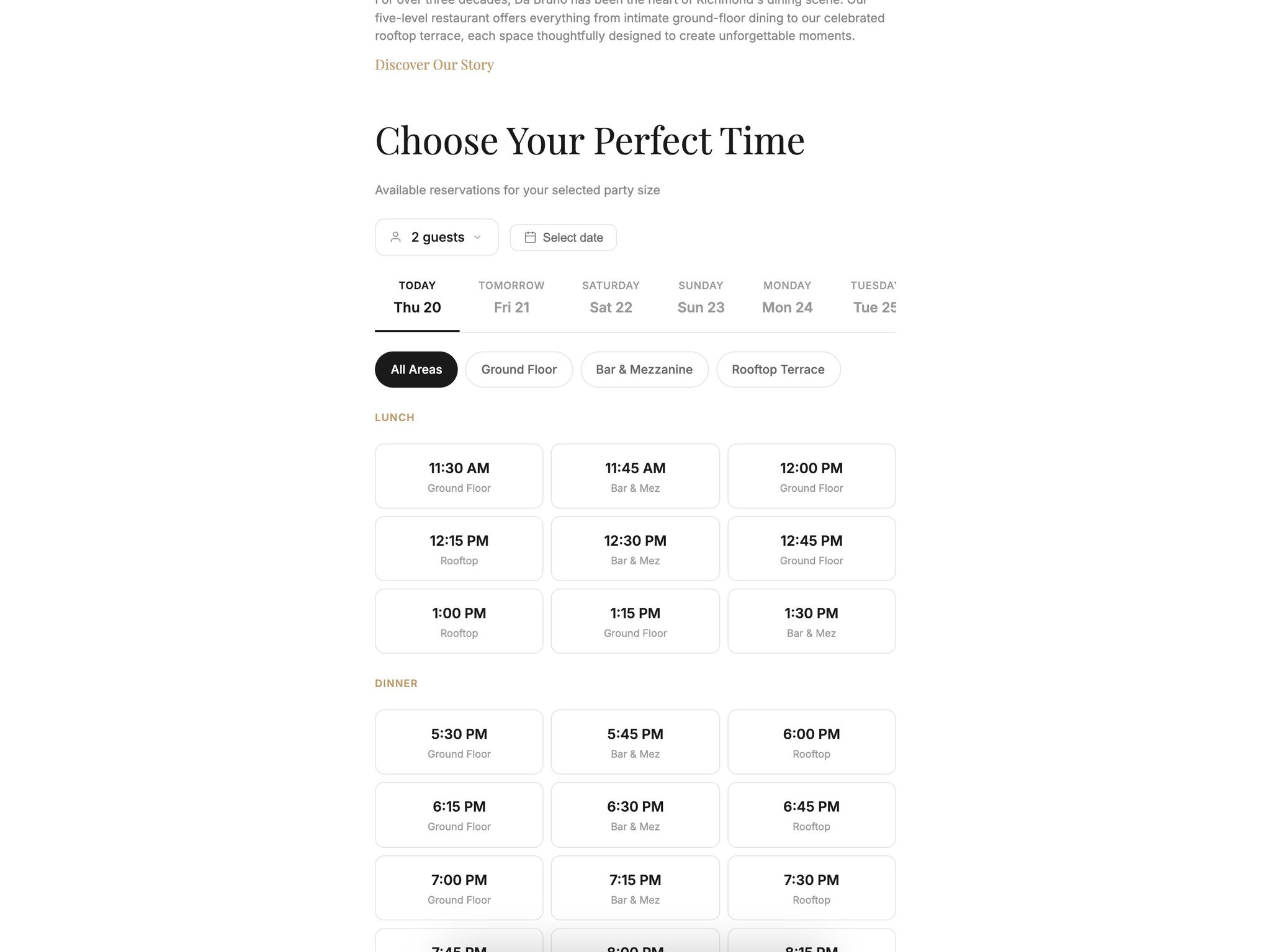Online booking page on iPad